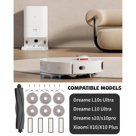 Replacement Parts Accessory Set for Dreame L10s Ultra / L10 Ultra Robot Vacuum Cleaner, 1 Main Brush, 7 Side Brushes, 4 Filters, 6 Mop Pads, 4 Dust Bags, 1 x Cleaning Brush, Replacement Parts