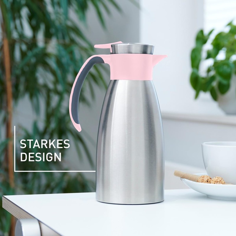 Emsa Soft Grip N4120300 Insulated Jug, 1 Litre, Stainless Steel,
