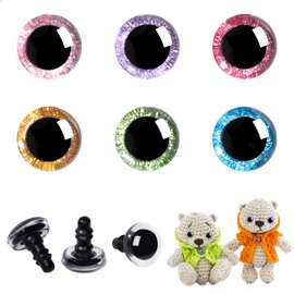 MUCUNNIA 120pcs 18mm Safety Eyes for Crochet Toys with Washers Glitter Safety Eyes for Amigurumi Crocheting Crochet Eyes Craft Doll Eyes for Soft Toy Teddy Bear and Plush Animal(6 Colors)
