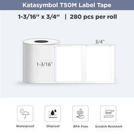 Supvan Cinta Etiquetar T50m Adaptada Etiquetas Paquetes Recambio Color Blanco Tamaño Pulgadas 280 Unidades Etiquetado Autoadhesiva Impermeable