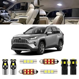 Bllatta 8pcs Super bright White 6000K LED Interior Light Kit for Toyota RAV4 2016 2017 2018 2019 2020 2021 2022 2023 2024 Interior LED Lighting Kit + License Plate Light, Installation Tool