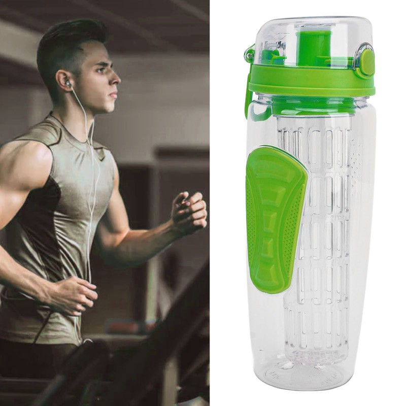 Fruit Infuser Water Bottle Anti Slip Grip Flip Top Lid