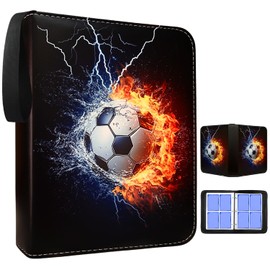 Soccer Trading Card Binder, 4 Pockets 400 Cards Holder with 50 Removable Sleeves Card Book Card Organizer for Sports Cards Album Gifts for Card Collectors