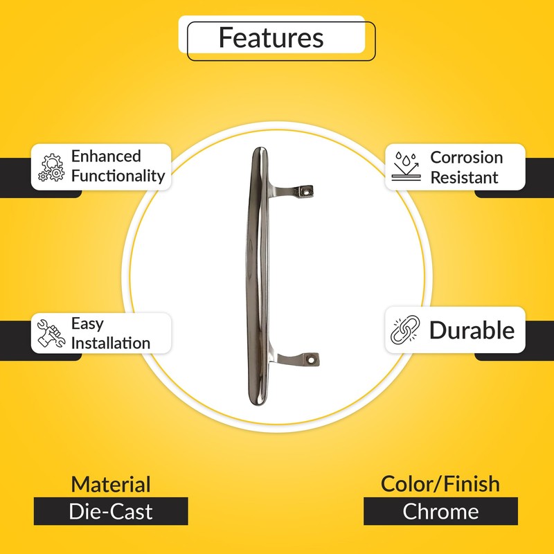 BRIXWELL Chrome Die-Cast Handle for Sliding Patio Door with 6-5/8"