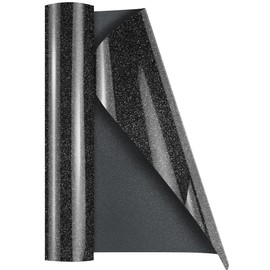 Crab HTV Heat Transfer Vinyl Glitter Iron on Vinyl for Heat Press | Easy to Cut & Apply | Perfect for DIY T-Shirts, Cotton Fabric, Baby Clothes, Tote Bags, Home Decor & Craft (Black, 12" x 15ft)