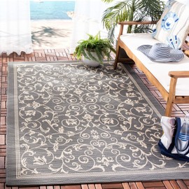 Safavieh Courtyard Collection CY2098 Scroll Indoor/ Outdoor Area Rug, 5'3" x 7'7", Grey / Natural