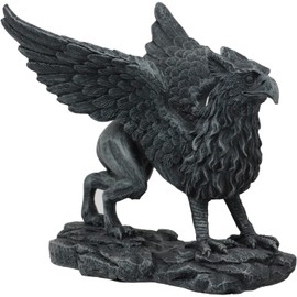 Ebros Gift Gothic Stoic Royal Winged Griffin Gargoyle Figurine 5.5" Long Gryphon Stoic Valiant Bird Gargoyles Sculpture Hero Creature Legendary Beast