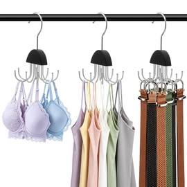 3 Pack Metal 8 Hook Bra Tank Top Hanger, Space Saving Organizer