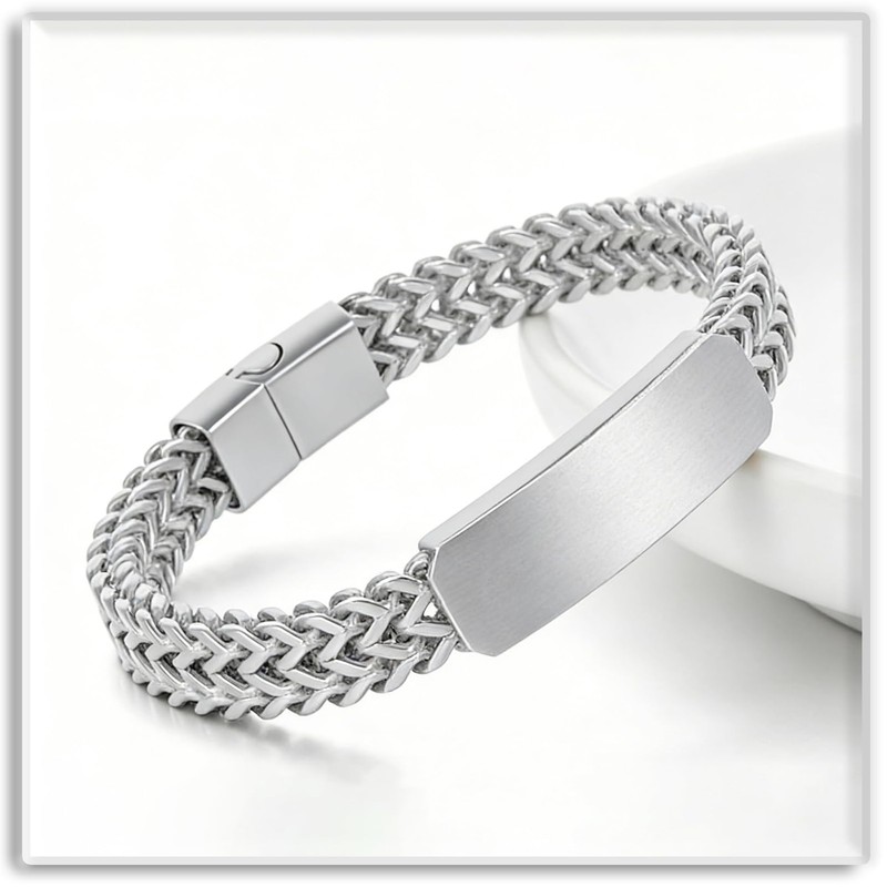 Xusamss Mens Cuban Link Bracelet Stainless Steel Double Layer Chain