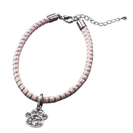 Static Cling Paws Charm Pet Necklace [Pink/S] Static Cling Removal Graduation Power Prevention Pet Dog Cat Hair Necklace Pet Necklace Collar Cute Stylish Sparkle Sparkle Paws Cut Glass Paw Prints Paws Pattern Foot Shape