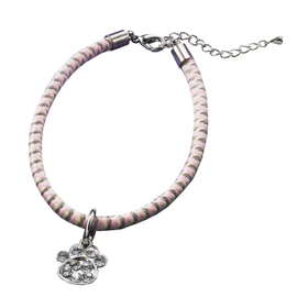 Static Cling Paws Charm Pet Necklace [Pink/S] Static Cling Removal Graduation Power Prevention Pet Dog Cat Hair Necklace Pet Necklace Collar Cute Stylish Sparkle Sparkle Paws Cut Glass Paw Prints Paws Pattern Foot Shape