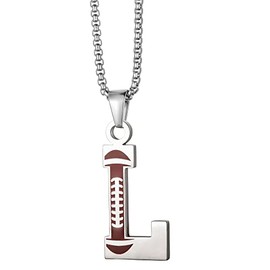 EZUY GNAY Letter L Football Stainless steel Football Necklace Player Number Pendant silver Athlete Letter Jewelry