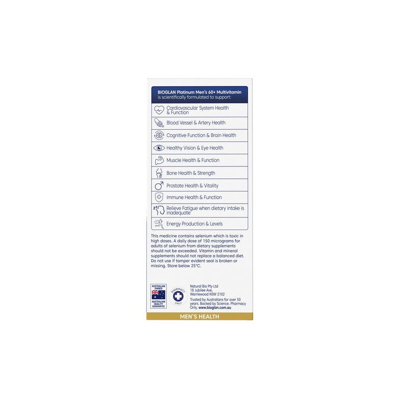 Bioglan Platinum Mens 60+ Multi 60 Tablets