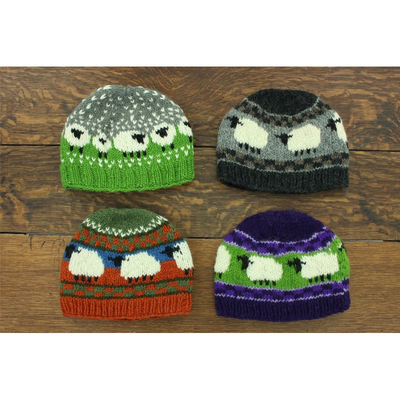 LOUDelephant Hand Knitted Wool Beanie Hat - Sheep Charcoal Grey