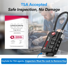 TSA Approved Cable Luggage Locks, Re-settable Combination with Alloy Body, Black 2 Locks. | Forge
