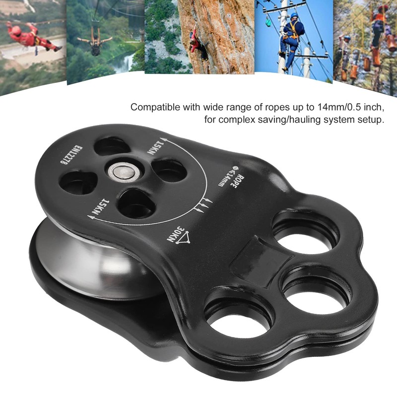 Climber Pulley, Wide Rope 30KN Hitch Climber Pulley for Climbing