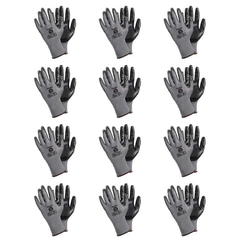 TK Gloves RAVEN/Assembly Gloves/Size 11, 12 Pairs/Grey/Assembly Gloves/Gloves Work Gloves/Intended