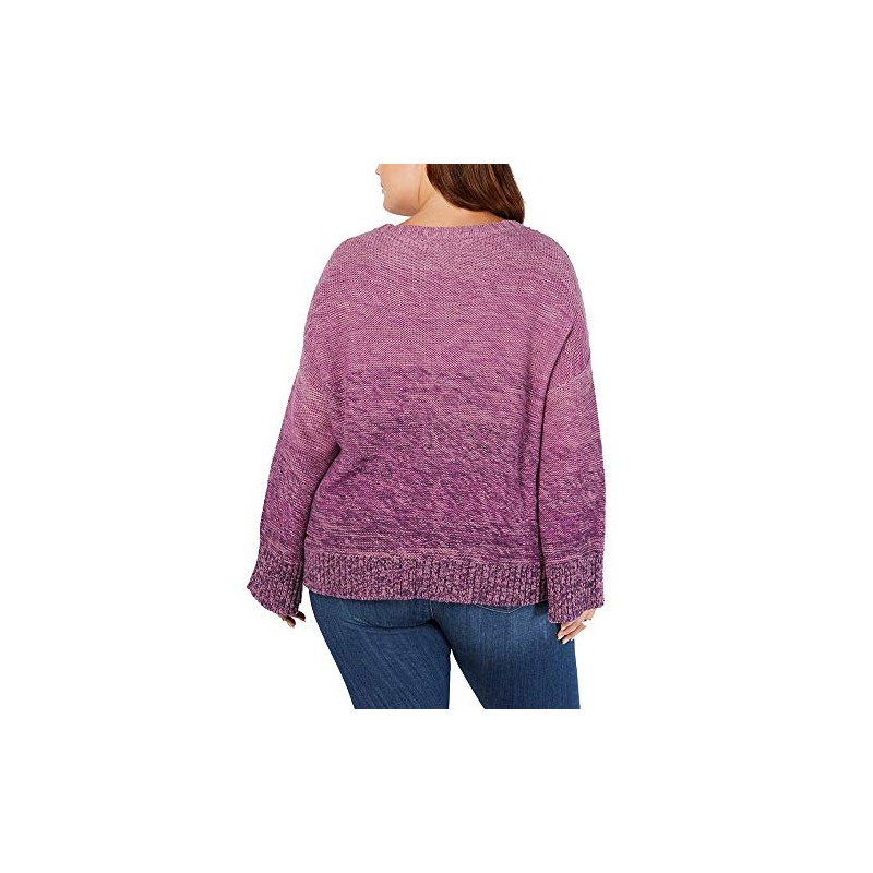 Style & Co. Womens Marl Braid Pullover Sweater, Purple, 3X