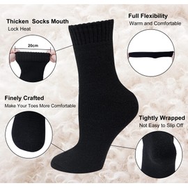 Justay 5Pcs Men Winter Merino Wool Socks Thermal Thick Wool Socks Warm Breathable Knitting Cotton Thermal Athletic for Hiking Trekking Gift for Man Black Camel Brown UK 6-12