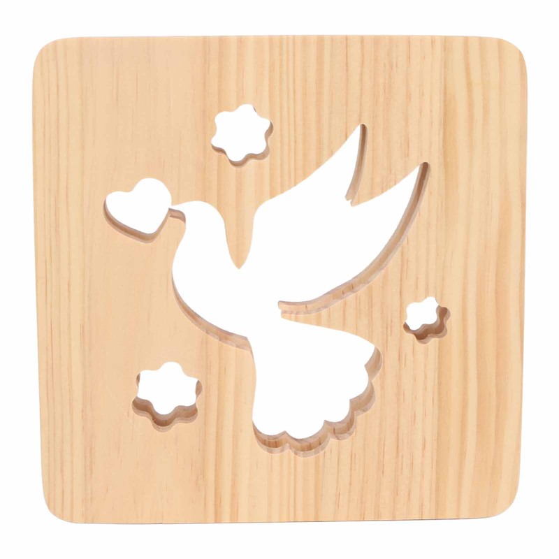 2W 3D Wood Carving Lamp Warm White Light Peace Dove