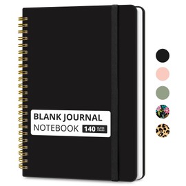 Taja Blank Spiral Journal Notebook for Women & Men, 140 Pages, Sketch Book, Plain Notebook for Drawing & Sketching, Journals for Creative Writing, A5(5.7" x 7.9") – Black
