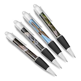 DV DESIGN Set of 4 Barred Owl White Ballpoint Pens - Birds Animal Nature Wildlife Wild Travel Portrait Boys Girls Men Women Theme Pen #79429