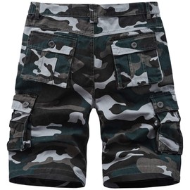 Vcansion Men's Cotton Military Camo Cargo Shorts Relaxed Fit Casual Shorts with Multi-Pockets White Camo US 32