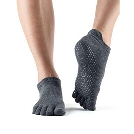Toesox FT Low Rise Yoga Grip Socks, Charcoal Grey, S