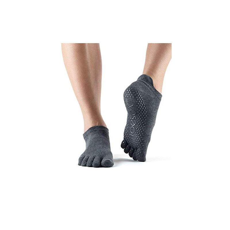 Toesox FT Low Rise Yoga Grip Socks, Charcoal Grey, S