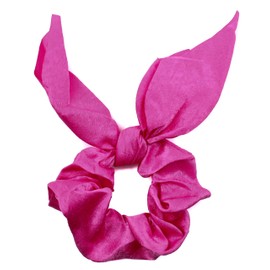 Mytoptrendz Silk Satin Scrunchie Girls Boho Ponytail Holders Bunny Bow Knot Scarf Hair Band Women Hair Ties (Hot Pink)