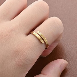 DivaGlamz Trust God Ring For Women, Adjustable Stainless Steel Religious Inspirational Engraved Rings Fashion Faith Gifts Jewelry (Trust God Gold)