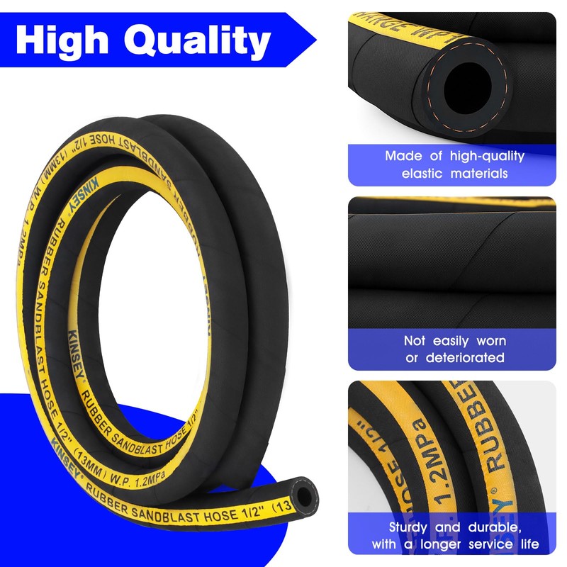 Sandblast Hose 1/2" ID, 1" OD, 10 Ft Long Heavy