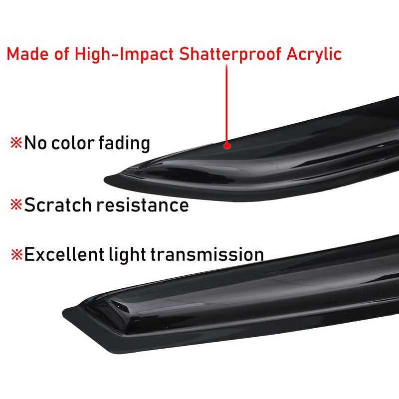 Lightronic Extra Durable Outside-Mount Auto Vent Window Visor, Fits 2015-2019
