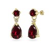Yellow Gold Flashed Sterling Silver Synthetic Ruby Teardrop Dangle Earrings