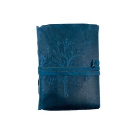 OVERDOSE Deckle Blue Leather Tree Journal - Vintage Travel Journal for Men & Women Sketch Writing Diary Sketchbook Book of Shadows Handmade Deckle Edge Paper - 5 x 7 inches | 12 x 17 cm | A6