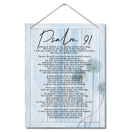 Psalms 91 Christian Inspirational Quote Decor Sign, Spiritual Wall Decor Sign, Hanging Printed Wall Plaque Wood Signs, Home Office Decor, Motivational Christian Family Home Decor Saying 10X7.8inch G