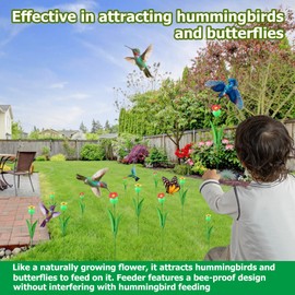 Firmlly Flower Hummingbirds Feeder for Outdoors,Small Bird Feeders for Garden,Butterfly Feeder, Bee-Proof Design,Simulation Flower Effect,Decorative Gardens,10Pcs
