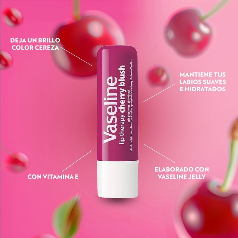 Vaseline - Bálsamo para Labios, Lip Therapy Cherry Blush Hidratación