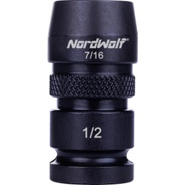 NordWolf Impact Wrench Adapter 1/2-inch Square Drive Female to 7/16-inch Hex Female, Quick Change Converter for 7/16-inch Hex Shank Drills & Bits