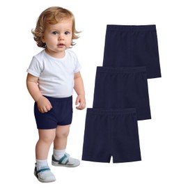 YERIOK 3 Pack Cotton Baby Girls Shorts Toddler Biker Bike Cartwheel Under Shorts for Baby Girl Clothes Navy Blue 6-12 M