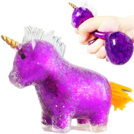Unicorn Squishy Stress Ball Squeeze Toys | Stretch and Squeeze, Animal Stress Balls for Kids and Adults, Party Favors, Birthday Gifts, Stress Relief Unicorn Sensory Toys for Autism, ADHD, OCD (Purple)
