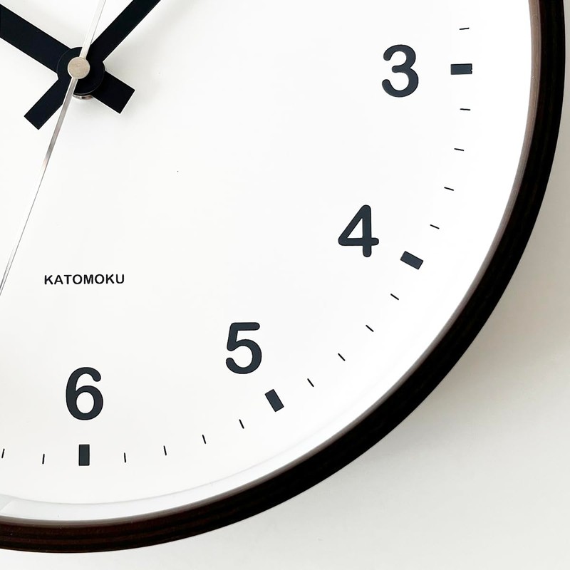 KATOMOKU plywood wall clock, brown, sweep (continuous second hand) km-35M