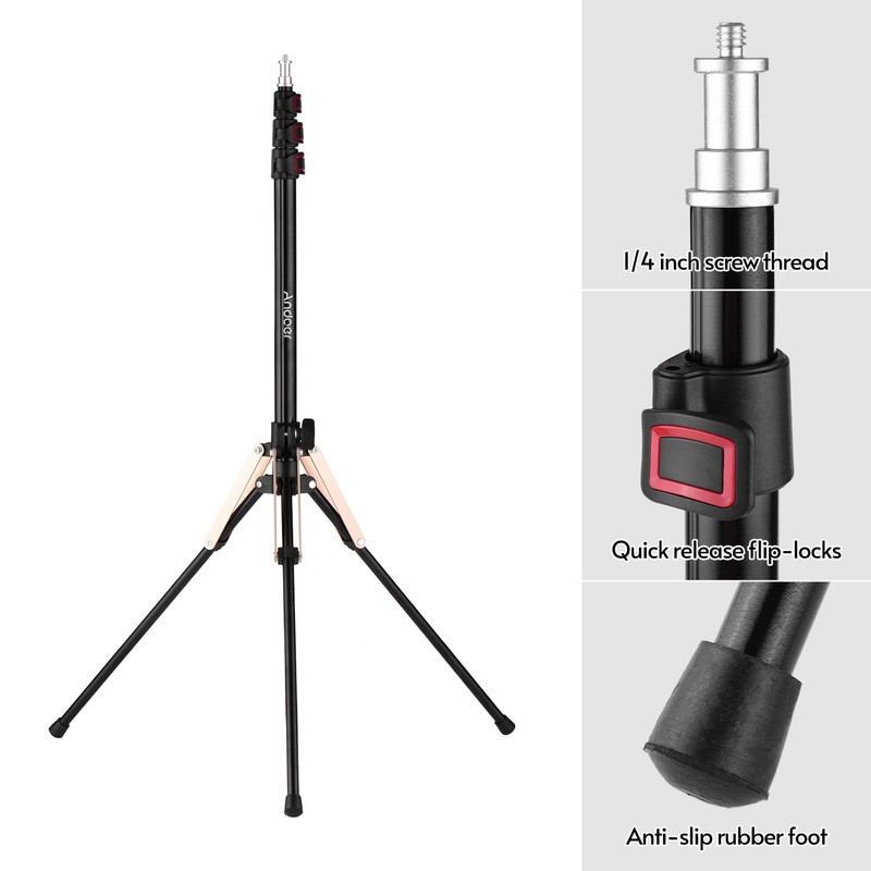 Andoer 190cm/74.8 Inch Portable Aluminum Alloy Photography Light Stand Reverse