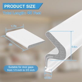 Pluden 40FT Kerf Weather Stripping Door Seal Strip, Door Soundproofing V-Shape Sound Proof Door Sealers for Door Frame, Door Insulation Strip for Large Gap and Easy Installation（4 Gaskets）