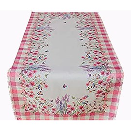 KAMACA Table Runner Summer Spring Table Decoration 85 x 85 cm Rectangular Living Room Dining Room Kitchen (Flowers and Butterflies 40 x 90 cm)
