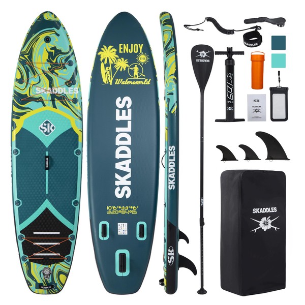 SKADDLES Portable Inflatable Stand Up Paddle Board (SUP) for Adults