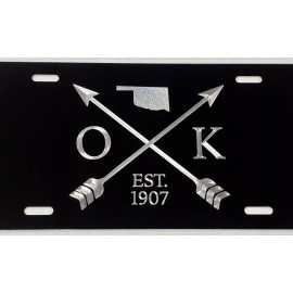 Diamond Etched Products Engraved Oklahoma OK State Car Tag Diamond Etched Black Metal License Plate