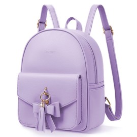 ECOSUSI Mini Backpack for Women Cute Bowknot Small Backpack Purse Leather Bookbag,with Charm Tassel