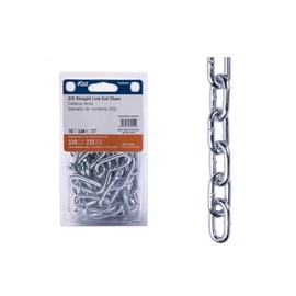 2/0"x10' Zinc Plated Straight Link Coil Chain, 0.19" Thickness Weld Steel Chain, Long Link Chain, Zinc Plated,520 lbs Safe Work Load