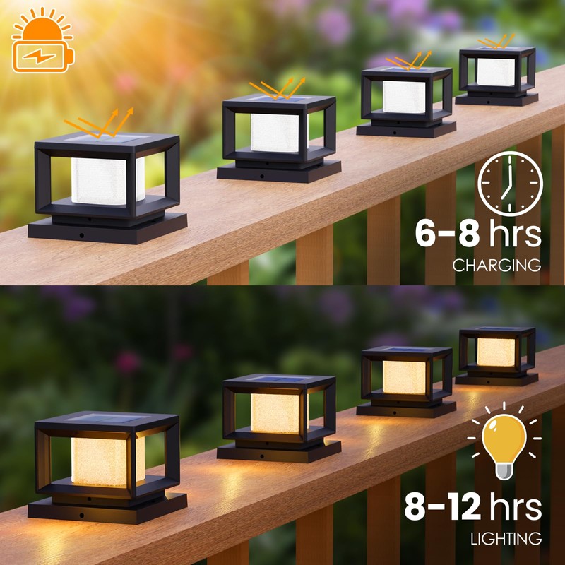 Mlambert 8 Pack Solar Post Lights, 4x4 6x6 Wooden Vinyl